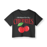 "Michigan Has Big Cherries" Crop Top Black XSmall